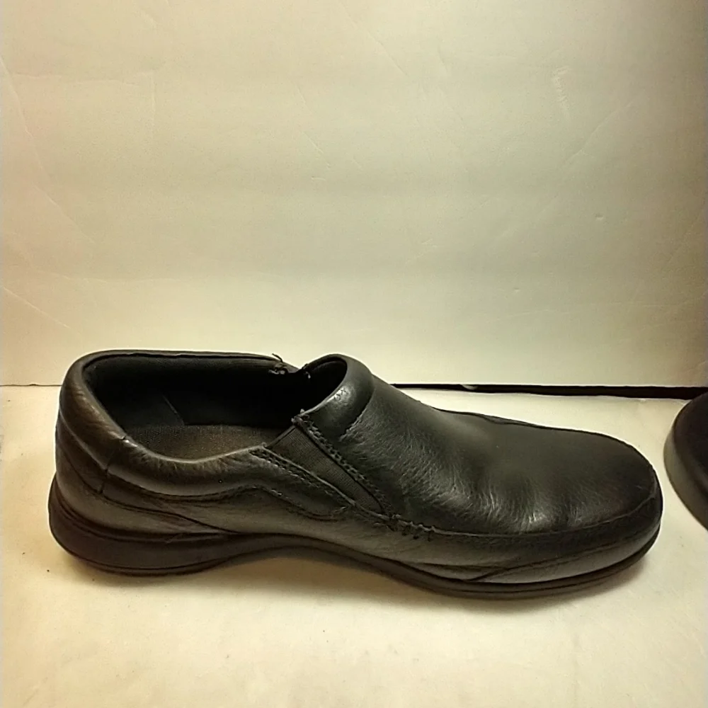 Abeo Thomas Black Leather Moc Toe Slip On Loafers Shoes Men's sz 10.5.